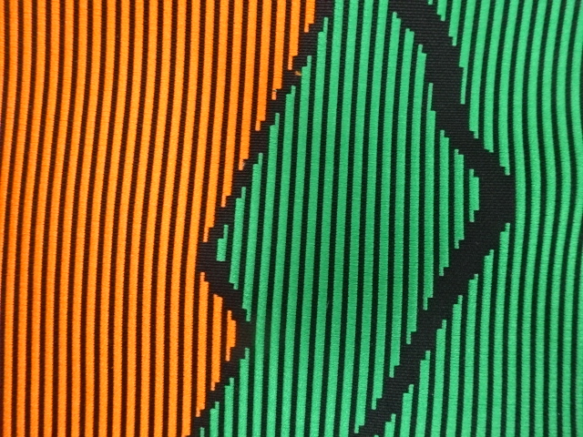  アンティーク　本場筑前博多　幾何学模様織り出し　名古屋帯地反物